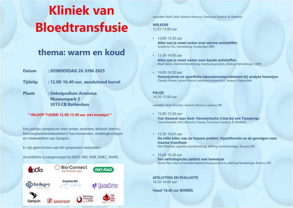 Symposium Kliniek van Bloedtransfusie
