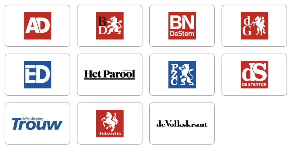 Overzicht te kiezen dagbladen DPG Media