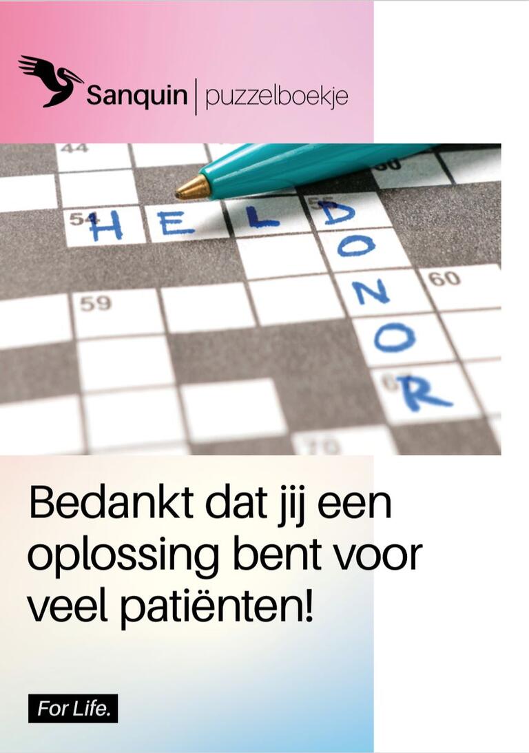 Voorkant puzzelboekje Sanquin